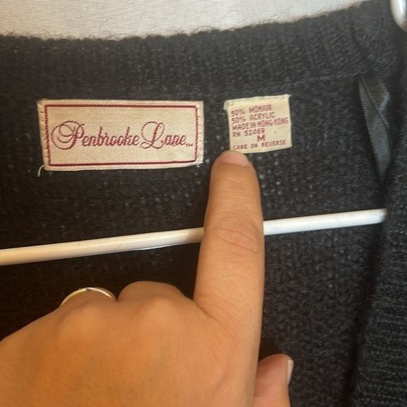 Penbrooke Lane Vintage Mohair Blend Black 3 button Cardigan Size Medium - Picture 5 of 12